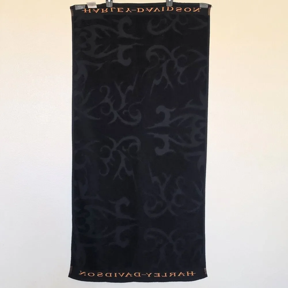 Harley-Davidson Bath Towel 24x48 Tribal Design Beach Black And Orange